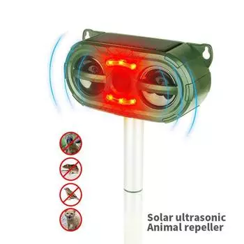 Отпугиватель животных, уличный ультразвуковой отпугиватель мышей, отпугиватель собак, светодиодный мигающий солнечный отпугиватель птиц зелёный