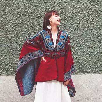 Отпуск Путешествия Фото Ретро Тотем Теплая Шаль Шарф Большой Шарф Чака Солт-Лейк-Кейп красный