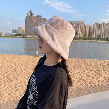 Отпуск Женская теплая уличная утепленная зимняя рыболовная шапка-ведро теплая шапка из искусственного меха кролика чёрный