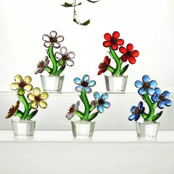 Отражающий кристалл Подсолнух Украшение ручной работы Цветы Растения Коллекционный подарок Pink-Style 1