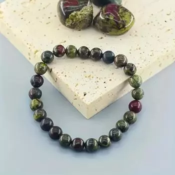 Отрегулированный 8 мм натуральный мужской женский камень драконьей крови с праздничными предпочтениями 1 шт. простой и повседневный эластичный браслет идеальный выбор мода ручная работа зелёный