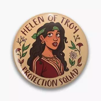 Отряд защиты «Елена Троянская», настраиваемая мягкая пуговица, забавная булавка для любовника, креативная булавка для лацкана, подарок для женщин, милая модная металлическая булавка