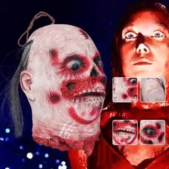 Отрубленное лицо Хэллоуин Реквизит Кровавое лицо Латексное украшение Страшный реалистичный реквизит для вечеринки Праздничный без запаха Реквизит в виде отрезанного лица Труп