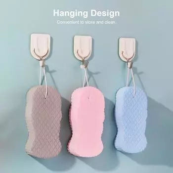 Отшелушивающая губка для ванны, скруббер для тела, очищающая кожу, мягкая губка для душа для всей семьи синий