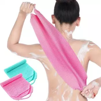 Отшелушивающая мочалка для душа, мочалка для спины, удлиняющее тело банное полотенце, нейлоновый отшелушивающий эластичный пояс, мочалка для тела, скраб для тела One Size циан