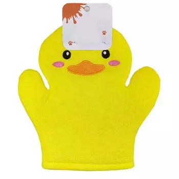 Отшелушивающая мочалка для тела, скраб для тела, симпатичный дизайн, массажная банная салфетка для детей и взрослых, желтая утка Uniform Size