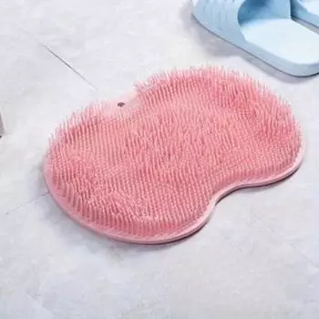 Отшелушивающая подушечка для ванны с двойной текстурой, 1 шт.: нежный скруббер для ног и спины для душа, легко подвешиваемый коврик для мытья в ванной, нескользящий чистящий аксессуар для ежедневного использования серый