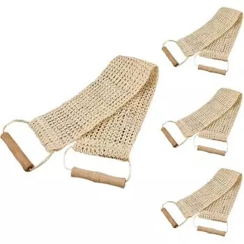 Отшелушивающее полотенце для душа от омертвевшей кожи, прочное полотенце для ухода за кожей, скраб для ванны, сизалевая задняя часть, деревянная ручка