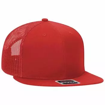 Otto Baseball Snapback Flat Cotton 6 Polyester Mesh Red Cap, Visor, Front, Panels, Back, 141-1070,