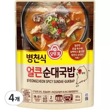 Ottogi Asthma Spicy Sundae Gukbap, 500g, 4 pieces, Korean convenience food
