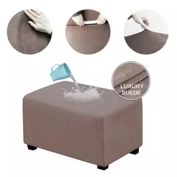 Ottoman Cover Waterproof Suede Velvet Stool Covers Slipcover For Sofa Footstool Home Room Decor Step Stool Covers Large