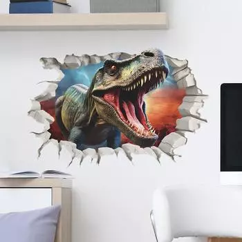 Отверстие Динозавр Детская Спальня Домашняя Стена Украшения Наклейки На Стены Самоклеящиеся Могут Быть Удалены 40*60CM/fun-e40