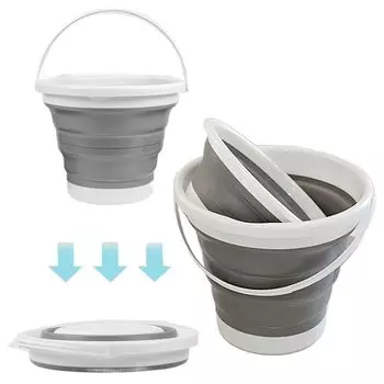 Отверстие для подвешивания, складной набор ведер, ручка, переносная ванна для воды, многоцелевой уличный горшок для воды для путешествий розовый