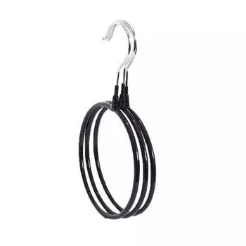 Отверстия Держатель для колец Крючок Шарф Обертывания Шаль Галстуки Вешалка для хранения Полка для ванной комнаты чёрный