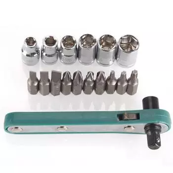 Отвертка 1/4, 17 шт., мини-быстрый трещоточный ключ, стержень 6,35, быстроразъемная головка, бит