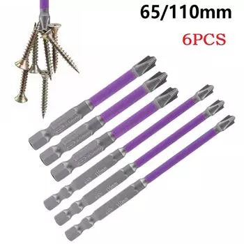 Отвертка 65/110 мм, 6 шт., материал из легированной стали, сменные аксессуары