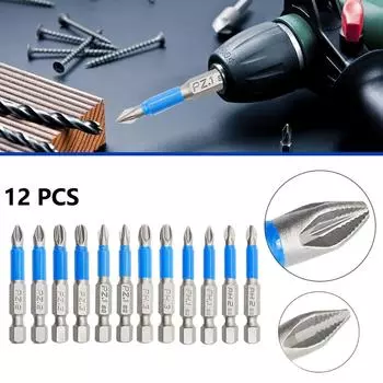 Отвертка бита PH1 PH2 PH3 PZ1 PZ2 PZ3 1/4 дюйма 12 шт 50 мм