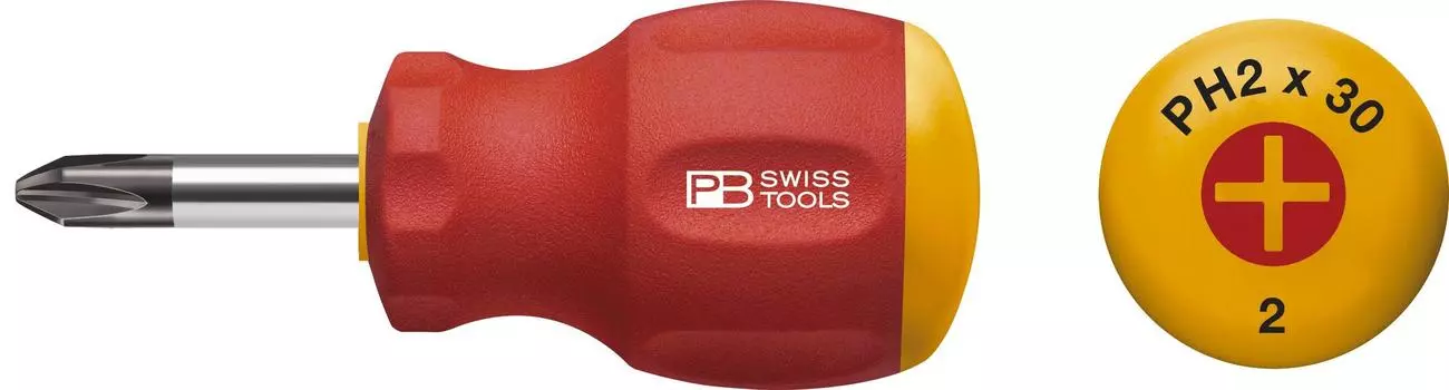 Отвертка крестовая PB SWISS TOOLS Swiss Grip Stubby Phillips общая длина 95 мм #3 8195.3-40