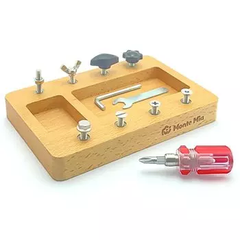 Отвертка MonteMia Монтессори-педагог, обучающий инструмент, игрушка Монтессори, развивающая игрушка, шуруп, набор Hapi Carpenter