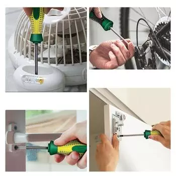 Отвертка промышленного класса с удлиненным стержнем и магнитным наконечником для закручивания, долбления или ослабления заклинивших винтов