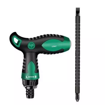 Отвертка с трещоткой Т-образного противоскользящего стального многофункционального инструмента для ремонта двойного назначения, телескопический ручной инструмент с пакетной головкой