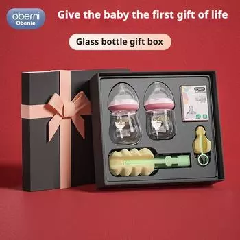 Oubani 0-6 месяцев новорожденный стеклянная бутылочка подарочный набор для новорожденных детская бутылочка против метеоризма 120Ml and 150ml розовый