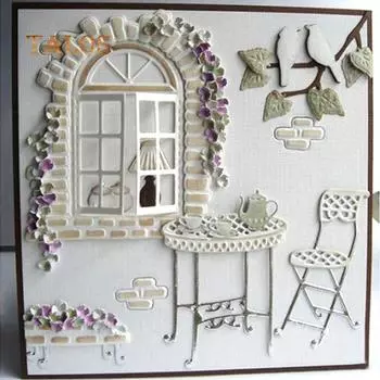 OUGEYA кирпичная стена окно металлический трафарет DIY Скрапбукинг тиснение бумажные карты трафарет