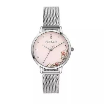 Oui & Me Fleurette Часы женские кварцевые с розовым циферблатом из нержавеющей стали с сетчатым браслетом ME010376 розовый