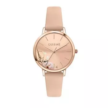 Oui & Me Fleurette Розовый кожаный ремешок Циферблат цвета розового золота Кварцевые ME010378 Женские часы розового золота