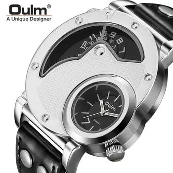 OULM Fashion Trend Мужские часы/два раза/спортивные кварцевые часы на открытом воздухе, индивидуальный белый корпус