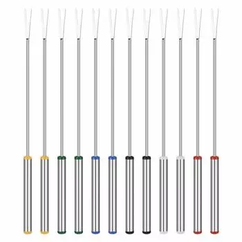 OUNONA Нержавеющая сталь BBQ длинные 12 коммерческих домашних барбекю такояки железные жареные сыр фондю вилки для фондю шампуры, ручка, 24 см, шт., кемпинг,