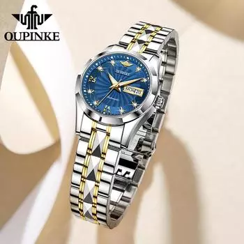 OUPINKE часы из вольфрамовой стали с бриллиантами, водонепроницаемые автоматические механические часы, женские часы