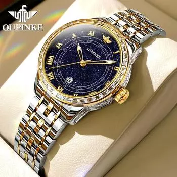OUPINKE Часы Модные женские часы с бриллиантами Светящиеся в темноте водонепроницаемые автоматические механические часы Маленькие свежие женские часы