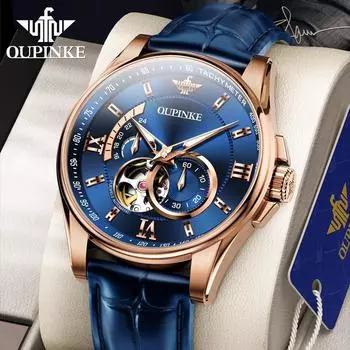 OUPINKE мужские часы многофункциональные водонепроницаемые светящиеся полые большие циферблаты деловые механические часы высокого класса