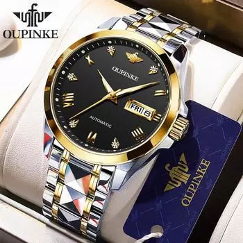 OUPINKE новые часы автоматические механические часы из нержавеющей стали деловые полые водонепроницаемые часы высокого класса