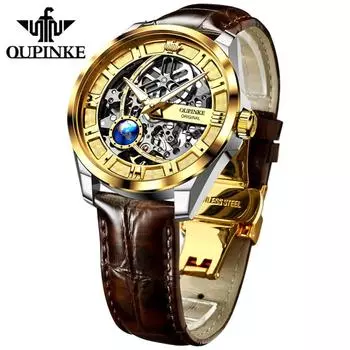 OUPINKE мужские часы автоматические механические часы полые деловые водонепроницаемые механические часы высокого класса