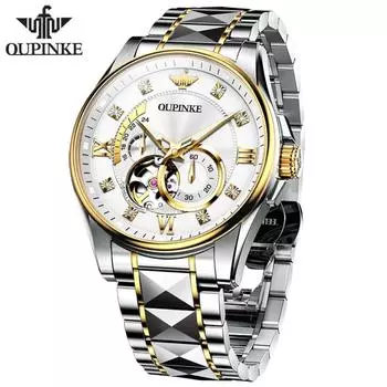 OUPINKE Новые лучшие мужские часы Многофункциональные светящиеся полые часы для бизнеса Высококачественные часы