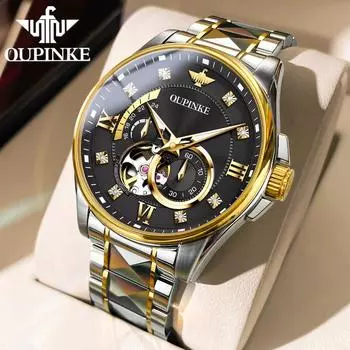 OUPINKE Новые лучшие мужские часы Многофункциональные светящиеся полые часы для бизнеса Высококачественные часы