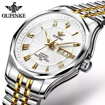 OUPINKE новые лучшие мужские часы с Женевским узором, механические часы с циферблатом, водонепроницаемые высококачественные часы