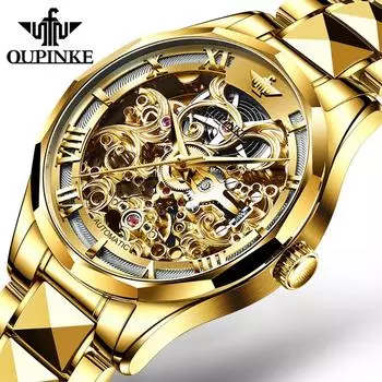 OUPINKE мужские часы водонепроницаемые автоматические механические часы полностью полые часы высокого класса