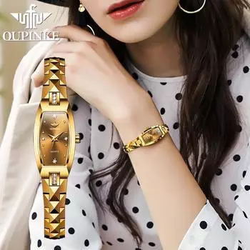 OUPINKE Новые лучшие женские часы Элегантные легкие роскошные часы из вольфрамовой стали с бриллиантами Женские часы Высококачественные часы