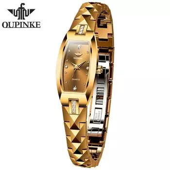 OUPINKE Новые лучшие женские часы Элегантные легкие роскошные часы из вольфрамовой стали с бриллиантами Женские часы Высококачественные часы