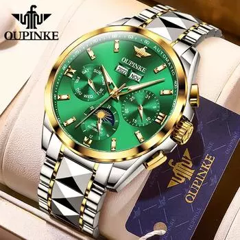 OUPINKE Новые мужские часы, полностью автоматические механические часы, многофункциональные деловые часы высокого класса