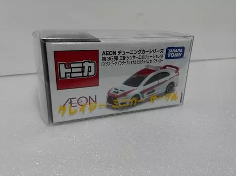 Out of print Tomica Aeon Limited 35 Mitsubishi Lancer Evolution X Bike Speak International Hill Climb Safety Car Crazy Mini Car Circle with case No.