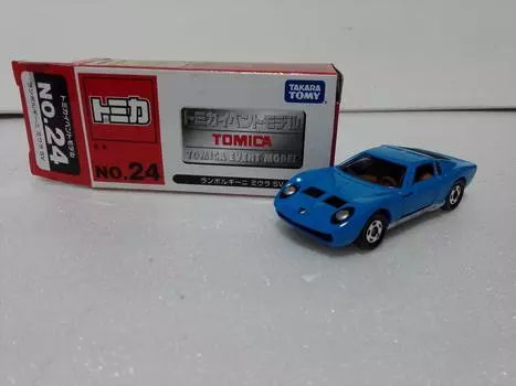Распроданная модель Tomica для мероприятия 24 Lamborghini Miura SV, сумасшедший мини-автомобиль в круге с чехлом, отправлена со склада Amazon No.