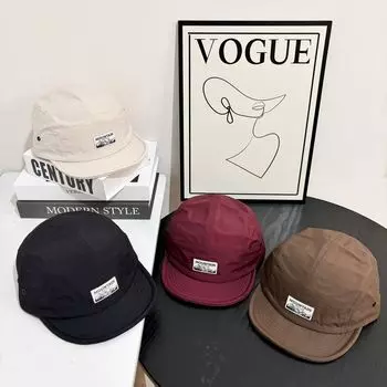 Outdoor 2025 новая быстросохнущая пятикомпонентная кепка мужская ретро-кепка с мягкими полями детская летняя бейсболка с короткими полями M56-58cm чёрный