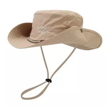 Outdoor Breathable Summer Western Women Camping Mountaineering Sun Protective Hat Sunshade Fishing Hat Bucket Hat Men Cowboy Hat Khaki 58-60cm