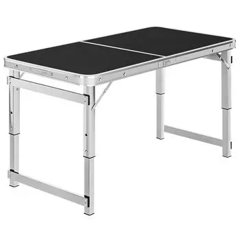 Outdoor Camping 3 Высота 120 x 60 x Для и Грузоподъемность 30 кг [Японская компания] Стол, Складной, Регулируемый, (55-62-70)см, Пикник, Отдых, чёрный