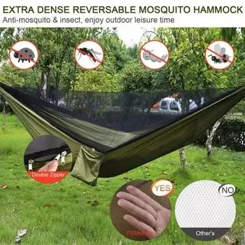 Outdoor Camping Hammock 2 Person Mosquito Net Camping Hammocks Outdoor Furniture Bed Portable Comfortable Sleeping Tent Hammock зелёный