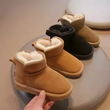 Outdoor Children s Snow Boot Simple Winter Kids Boots for Boys Thickened Plush Warm Girls Fashion Causal Cotton Boots Versatile 26 чёрный